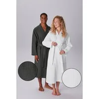 OTTO home Unisex-Bademantel Inga, Waffelpiqué, leicht, ideal für Sauna & Spa, Hotelbademantel, Langform, Baumwolle, Kimono-Kragen, Gürtel, kleines Packmaß, Taschen, Damen & Herren, S-3XL, Morgenmantel