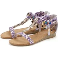 LASCANA Sommerschuh, Sandalette, offener Schuh, Sandale mit Schmuckkettchen und Schmucksteinen im Festival-Look VEGAN
