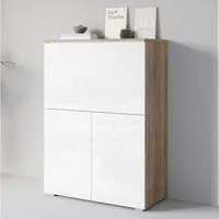 Home affaire PC-Schrank Vera, Sekretär, Home-Office-Schreibtisch mit LED-Beleuchtung (1 St), Multifunktional mit Stauraum, klappbare Tischfläche, LED, B 90 cm