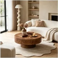 WILLIAMSPACE Couchtisch Benno Runder Couchtisch mit Burl Furnier-Minimalistischer Couchtisch (1 St), Maße ca.: B80 x T80 x H35 cm