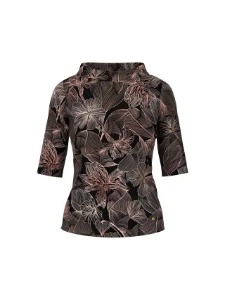 Marc Cain Collections - Halbarm-Shirt mit Blumenprint black - Gr. - 36