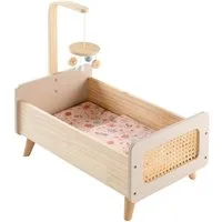 howa Puppenbett miniflowers, aus Holz, mit Mobile inkl. Bettzeug