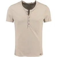 Key Largo Henleyshirt Lemonade vintage Look uni Basic MT00122 mit Knopfleiste unifarben kurzarm slim fit