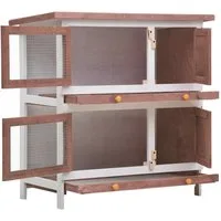 vidaXL Kleintierstall, Kaninchenstall 4 Türen Braun Holz