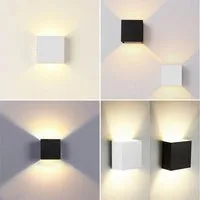 oyajia Wandleuchte 6W LED Wandlampe Cube Lampe Wand Strahler Licht Up Down Leuchten, LED fest integriert, Warmweiß, Treppen Flur Modern Square Lampe,für Wohnzimmer Schlafzimmer Balkon