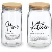Zeller Present Vorratsglas HOME & KITCHEN, Bambus, Glas, (Set, 2-tlg., HOME - 1000 ml, Ø 10 x 19,5 cm / KITCHEN 1400 ml, Ø 11,4 x 19 cm), luftdicht verschließbar