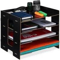 relaxdays Briefablage aus MDF mit 3 Fäch, schwarz
