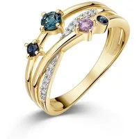 Firetti Fingerring Schmuck Geschenk Gold 333 Damenring Ring mehrreihige Optik, mit Amethyst, Blautopas (behandelt), Saphir, Zirkonia (synth)