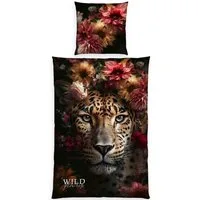 Herding Kinderbettwäsche Wendebettwäsche "Wild Flowers", Renforcé, Renforcé Blumen/Tiermotive: Leopard