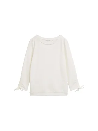 Denim Tom Tailor - Slim Fit Sweatshirt mit Raffärmeln off white - Gr. - XS