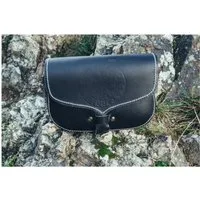 Leonardo Carbone Ritter-Kostüm Wikinger-Gürteltasche schwarz aus Leder "Folkvar" mit Vegvisir