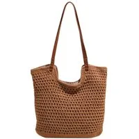 MOPUEA Strandtasche Strohtaschen Damen Strandtaschen Für Damen, Sommer (Strandtasche Damen Baumwolltasche Beige Sommer, Große Damen Strandtasche aus Baumwolle für Alltag), Großes Format leicht faltbar und angenehm zu tragen