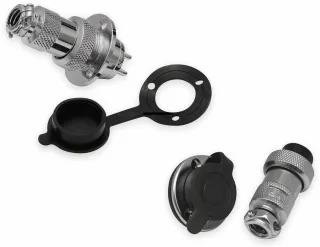 Hochstrom Einbaustecker-Set, 12-polig, Ø 25 mm, mit Abdeckkappe