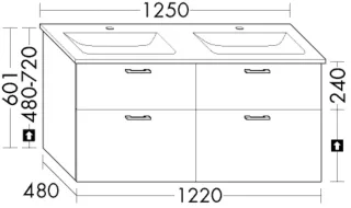 Burgbad Waschtischunterschrank System 30 Preisgruppe 2 Echo 601x1220x480 Kieselgrau Softmatt SHAZ122F6921