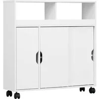 EUGAD Badkommode (1 St), Badezimmerschrank auf Rollen, mit Schiebetüren