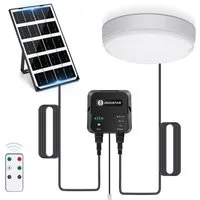 Aigostar LED Solarleuchte Solarlampe Decke Außen LED Solar Deckenleuchte Outdoor, mit 8m Kabel, Zugschalter, LED fest integriert, Kaltweißes Licht