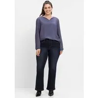 Sheego Bequeme Jeans Bootcut-Jeans mit Used-Effekten, extralang