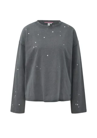 Q/S designed by - Langarmshirt im Washed-Look grau - Gr. - XS