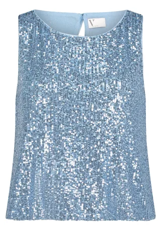 V by Vera Mont - Pailletten-Top soft sky - Gr. - 42