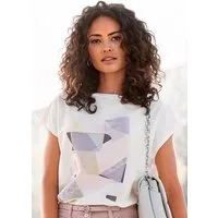 LASCANA Kurzarmshirt mit Frontprint, lockeres T-Shirt mit Vorderseite aus Satin