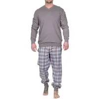 Normann Pyjama Normann Herren Pyjama langarm mit karierter Hose – auch in Übergrößen
