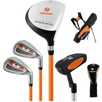 COSTWAY Golfschläger + Golfbag, mit Fairway-Holz, Eisen 7, 9 & Putter