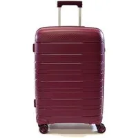 Zimmert Leather Trolley SCROLL-LIGHT bruchsicheres Polypropylen, 4 Rollen, 4 Rollen S 55 M 66 L 75 cm, 4 Rollen, Grau, Rot, Lila Blau, Schwarz