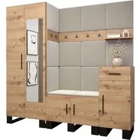 ABIKS MÖBEL Garderoben-Set ARTIN Set 13 Garderobe mit gepolsterten Paneelen, Industriell Design