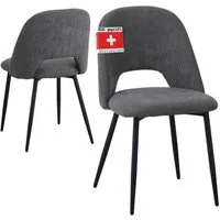 Albatros International Esszimmerstuhl Esszimmer Stühle 2 er Set SILVI, Stuhl Stühle Esszimmerstühle, Küche (2er Set, Grau, Cord Bezug), Küchenstuhl Küchenstühle Essstühle für den Esstisch Ess Stühle