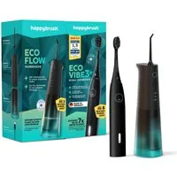 happybrush Munddusche Eco Vibe 3+ & Munddusche - 100 Tage Probeputzen - bis 8 Wochen Akku, Aufsätze: 2 St., Integrierter Timer für die ideale Pflegedauer