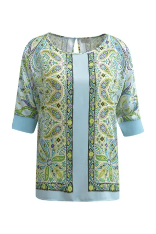 Milano Italy - Blouses blue curacao print - Gr. - 36