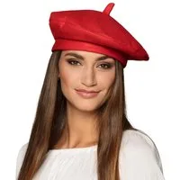 Party Factory Baskenmütze Barett Frankreich Rot Französische Baskenmütze für Damen & Herren