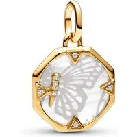 Pandora Charm-Einhänger PANDORA ME Medaillon Schmetterling vergoldet 763366C01