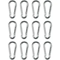 Bensontools Karabiner Mini-Karabinerhaken Set 50 mm, 12/24 tlg. verzinkter Stahl Silber, (12 St., 12er/24er Pack), Mini-Karabiner-Set (50x25 mm), Schnappverschluss, rostgeschützt