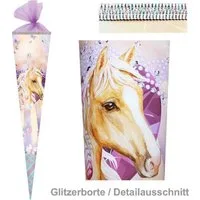 Herlitz Schultüte 70 cm Mädchen veredelt Pferdekopf