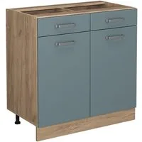 Vicco Unterschrank R-Line, Blau-Grau/Goldkraft Eiche, 80 cm ohne Arbeitsplatte (1-St)