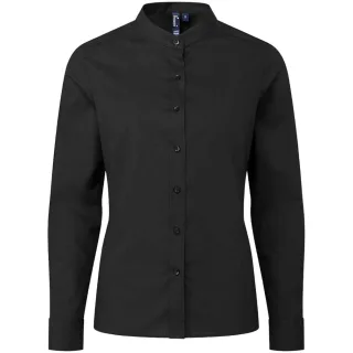 Premier - Formelles Hemd Opa-Kragen für Damen (Schwarz)