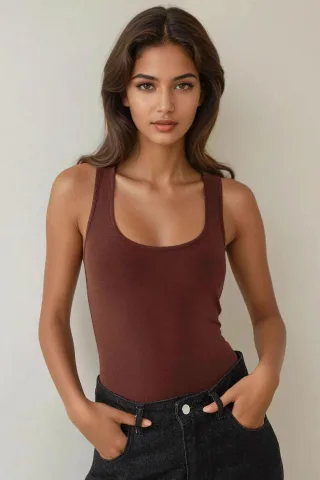 Scoop-Neck Ärmeloses Slim-Fit Stricktanktop