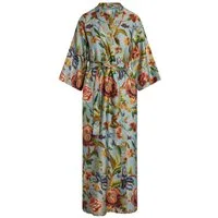 Essenza Kimono Juliet Roselina, Langform, Bio-Baumwollsatin (GOTS), Kimono-Kragen, Gürtel, aus Bio-Baumwollsatin mit romantischem Blumenprint