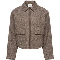 JDY Kurzjacke JDYVINGA HERRINGBONE JACKET OTW YFM Kunstfaser, Fischgratmuster