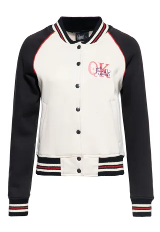 Queen Kerosin Damen College Sweatjacke Poodle Lounge weiß