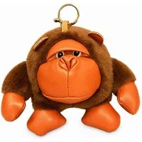 GOLDIA GMBH Schlüsselanhänger Plüsch Gorilla mit Kunstleder und Karabiner Braun Taschenanhänger (Set, 1-tlg., Geschenk-Set), Flauschiger Gorilla mit Kunstleder und stabilem Karabiner