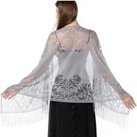 Cachito Modeschal Stola Damen Halstuch Durchbrochene Spitze Sommer Schal Damen, Festliche Stola für Abendkleid oder Brautkleid Hochzeit Scarf