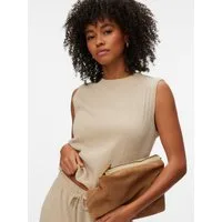 Vero Moda Shirttop VMLUNA SL O-NECK TOP JRS NOOS Materialmix, regular fit