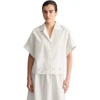 Marc O'Polo DENIM Kurzarmbluse mit Broderie Anglaise
