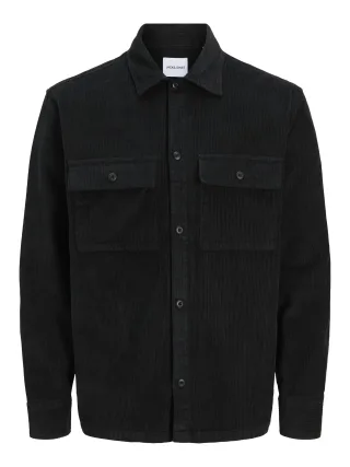 JACK&JONES - JJEPERFECT CORDUROY OVERSHIRT LS SN black - Gr. - L