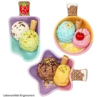 MamboCat Dessertschale MamboCat 3er Set Eisschalen Komet 150ml Stern Orange Stieleis Dessert, Keramik