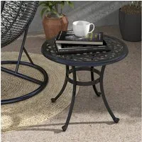 Outsunny Gartentisch Beistelltisch, Terrassentisch mit Aluminiumrahmen (Balkontisch, 1-St., Couchtisch), für Garten, Balkon, Schwarz, 60 x 60 x 53 cm