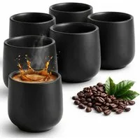 Maxito Espressotasse Espressotassen aus Steingut mit 80 ml im Set für Kaffeeliebhaber, 6-tlg.