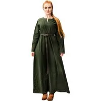 Leonardo Carbone Wikinger-Kostüm Unterkleid "Helga" mit V-Schlitz, kunstvolle Ziernähte, hochwertige Baumwolle